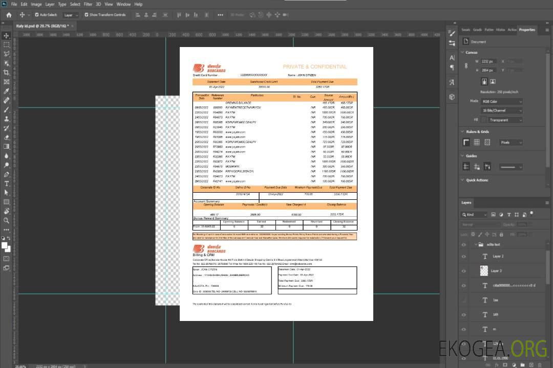 Relevé bancaire indien de la Bank of Baroda BOBCARDS template Relevé bancaire indien de la Bank of Baroda BOBCARDS template